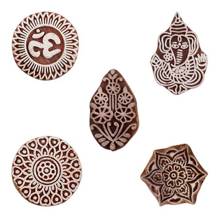 Set of 5 Piece New Mix Wooden Printing Blocks